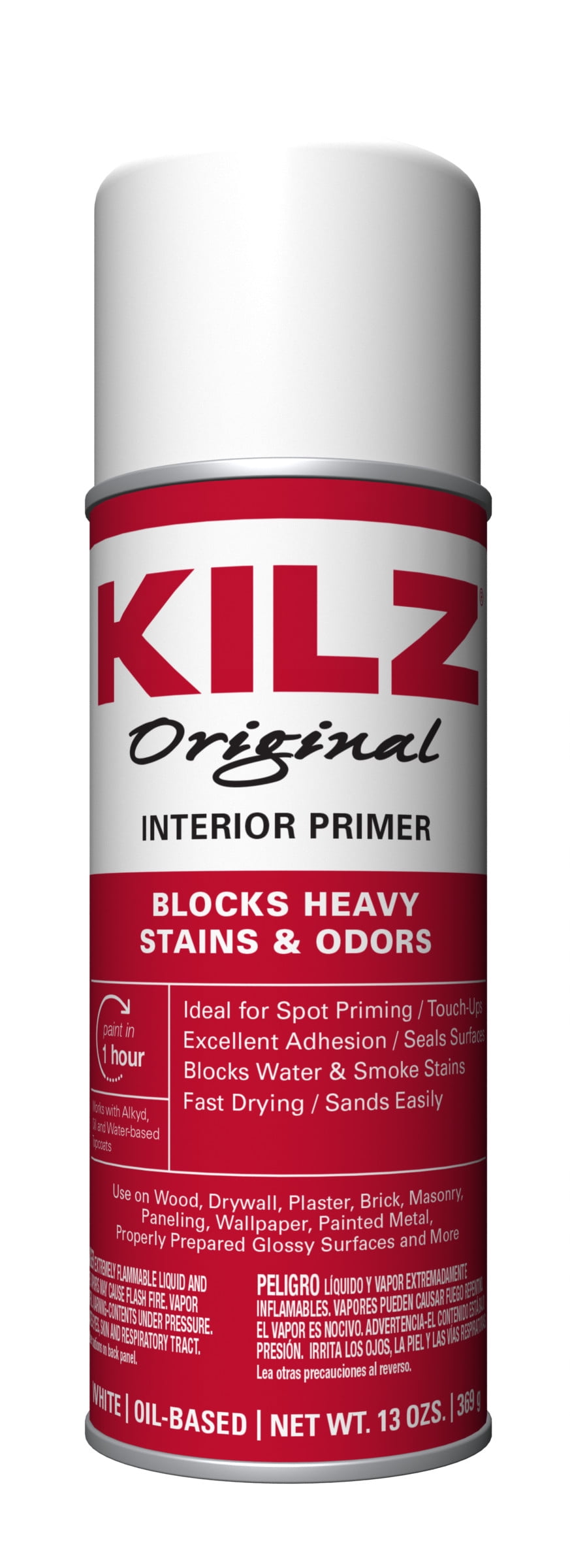 KILZ Original Oil-Base Multi Purpose Aerosol Primer, White, Aerosol Spray, 13 oz.