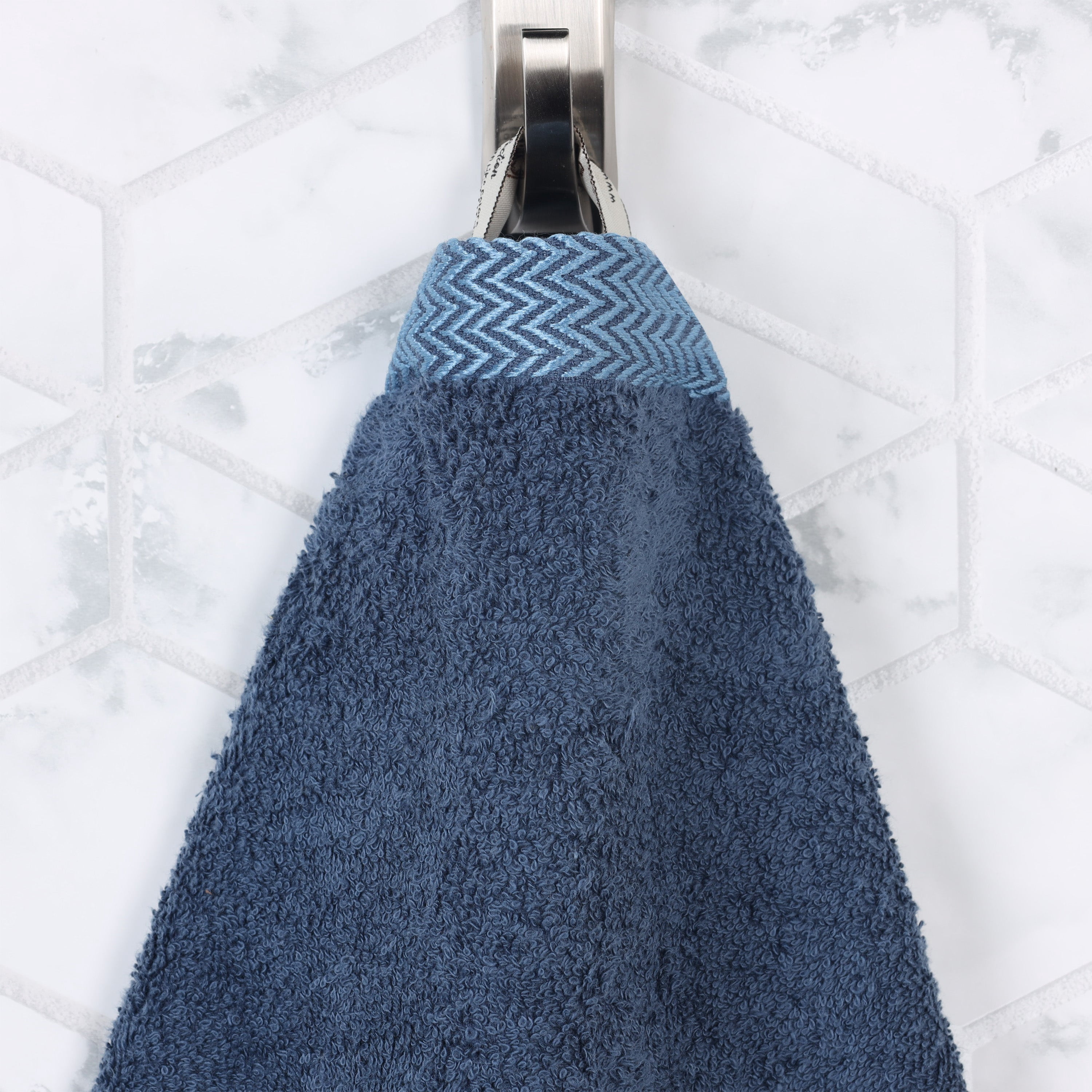 Superior Hays 2 Piece Cotton Plush Bath Towel , Ultra Soft Absobent Towels, Navy Blue