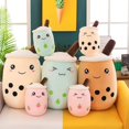 thumbnail image 4 of Lindo peluche Boba de peluche con forma de burbuja de té de la vida real, taza de leche, almohada de peluche, juguetes de peluche suaves Kawaii, regalos para niños y adultos de 24 cm, 4 of 5