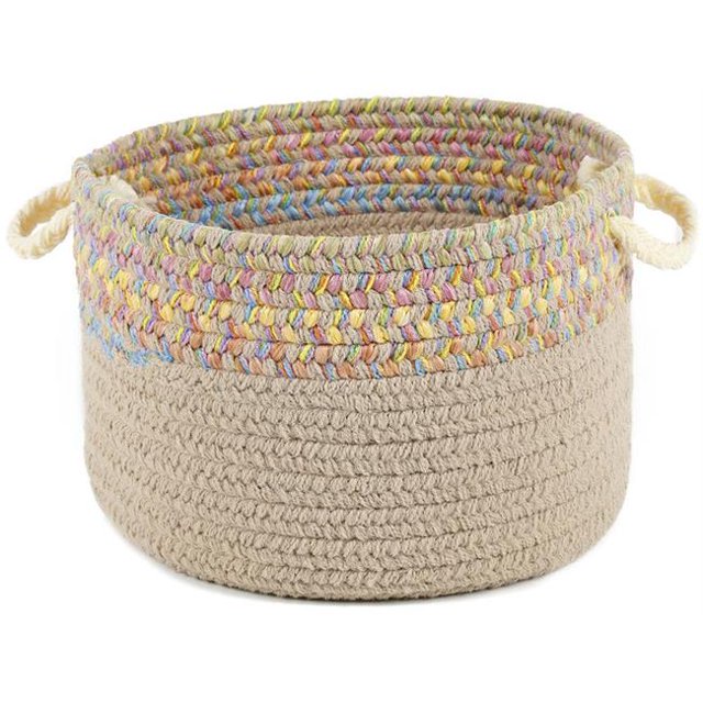 Rhody Rug KI03B018X012 18 x 12 in. Kids Isle Sand Beige Banded Basket