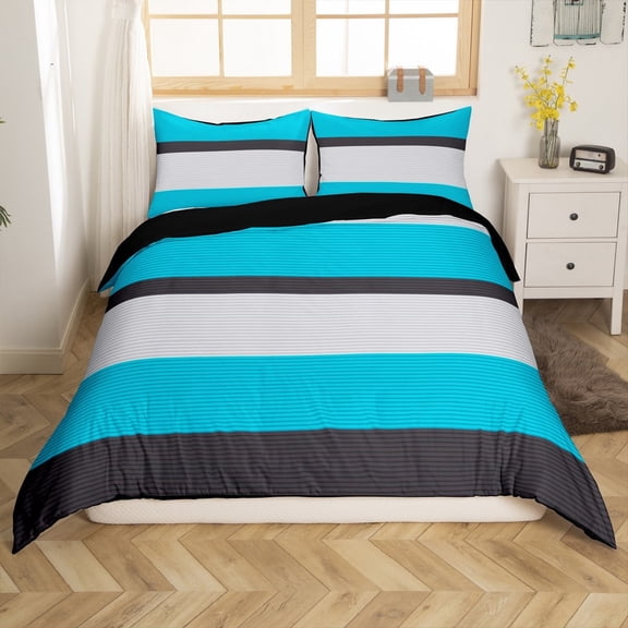 Erosebridal Abstract Lines Comforter Cover Twin,Geometric Stripes Bedding Twin Size,Geometry Lines Duvet Cover Twin,Lightweight Teens Bedroom Decor(No Comforter),Reversible,3pcs