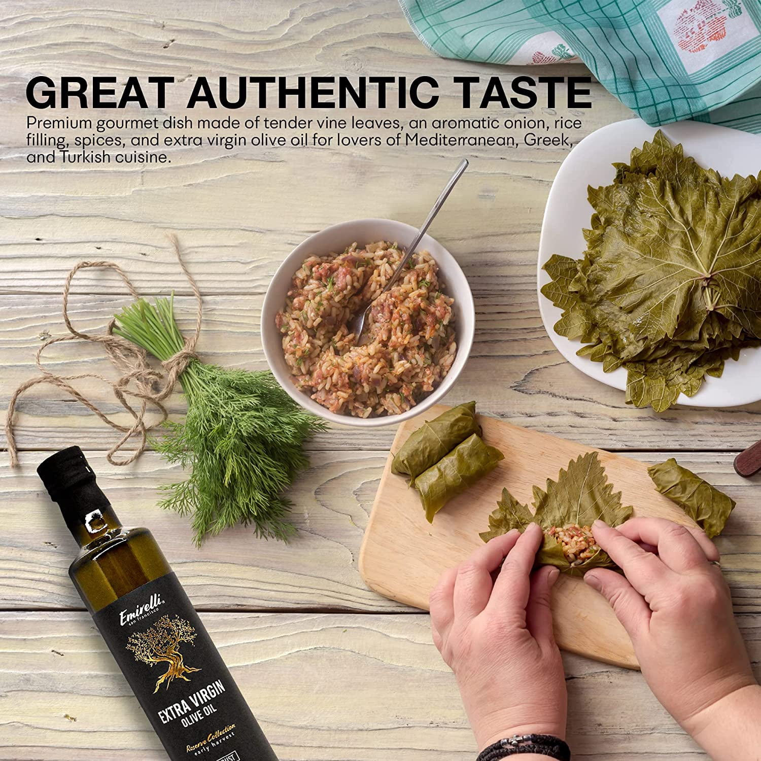 (Pack Of 6) Emirelli Dolmas Vine Leaves Rice Extra Virgin Olive Oil 14.1 Oz
