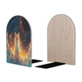 thumbnail image 2 of KLL Starry Sky Constellation Cat Print Wood Book Ends for Shelves,1 Pair Wood Bookends Book Holder Stand Decorative, Book Stoppers for Heavy Duty Books CD File Video Games, 2 of 8