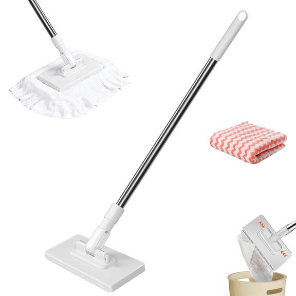 No Wash Mini Mop, No Wash Flat Mop with Snap Grip, Zero Touch Lazy Mop for Gaps, Corners, Multi-Surface, Dry and Wet Use