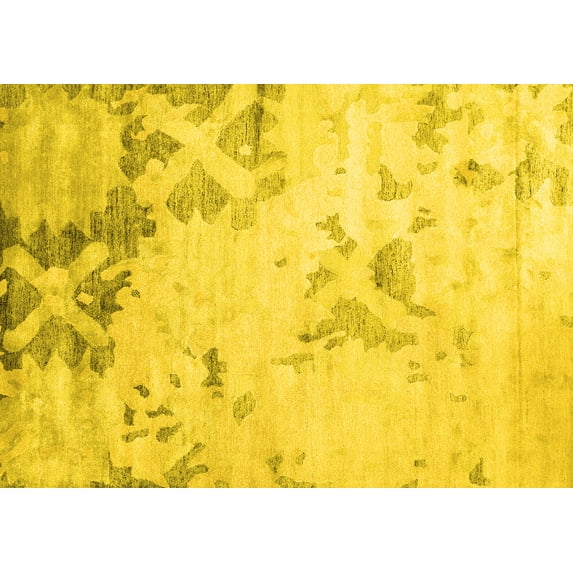Ahgly Company Indoor Rectangle Abstract Yellow Contemporary Area Rugs, 8' x 10'