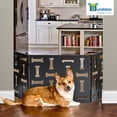 thumbnail image 3 of Bundaloo Freestanding Folding Dog Gate | Expandable Wooden Fence for a Small to Medium Pet Dog | Blocks Doorways, Hallways | Portable Divider with Decorative Design (Black, Dog Bone), 3 of 6