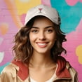 thumbnail image 4 of Dalix Cosmo Embroidered Cap Cotton Cosmopolitan Baseball Cute Cool Dad Hat Womens in Beige, 4 of 5