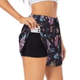 thumbnail image 3 of Lsque Roses Flowers Printed Women's Running Shorts with Liner Pockets,Elastic Quick Dry Workout Athletic Gym Yoga Shorts,Womens High Waist Shorts-Small, 3 of 9