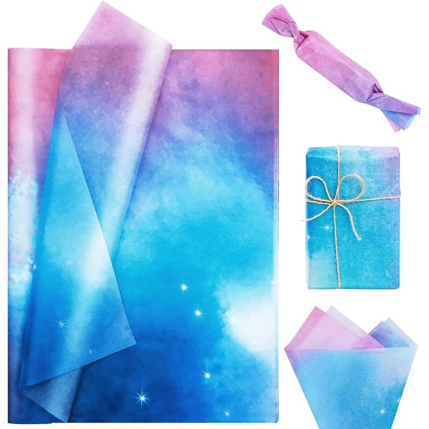 Papel de seda Bolsome, 100 hojas, color rosa y azul degradado, 35 x 50 cm
