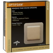 Medline Optifoam Adhesive Wound Dressing Highly Absorbent, Waterproof, 10ct