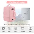 thumbnail image 3 of Mochila de viaje Hanples para mujer, impermeable, 35 L, 17.3 pulgadas, rosa, 3 of 9