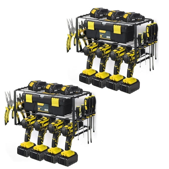 2PCS Power Tool Organizer Wall-Mounted Cordless Drill Holder, Heavy Duty Rack