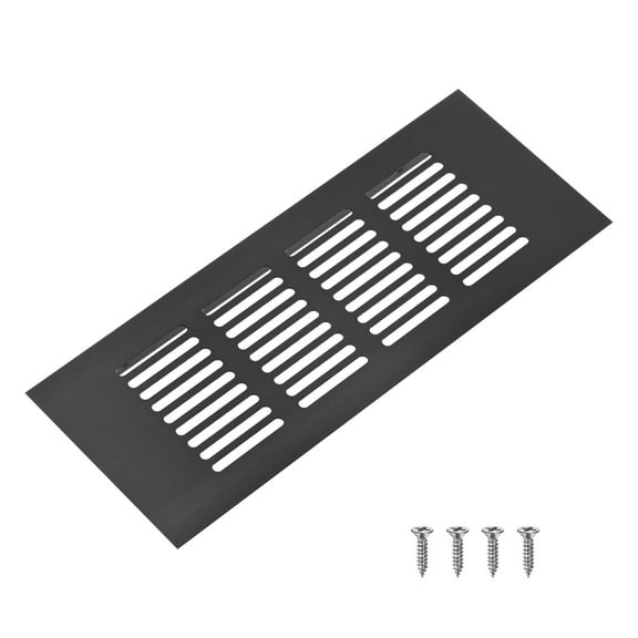 Uxcell 1-Pack Aluminum Alloy Door Air Vent Cover, 8x3"/200x80mm Ventilation Grille with Screws for Cabinet [Black]