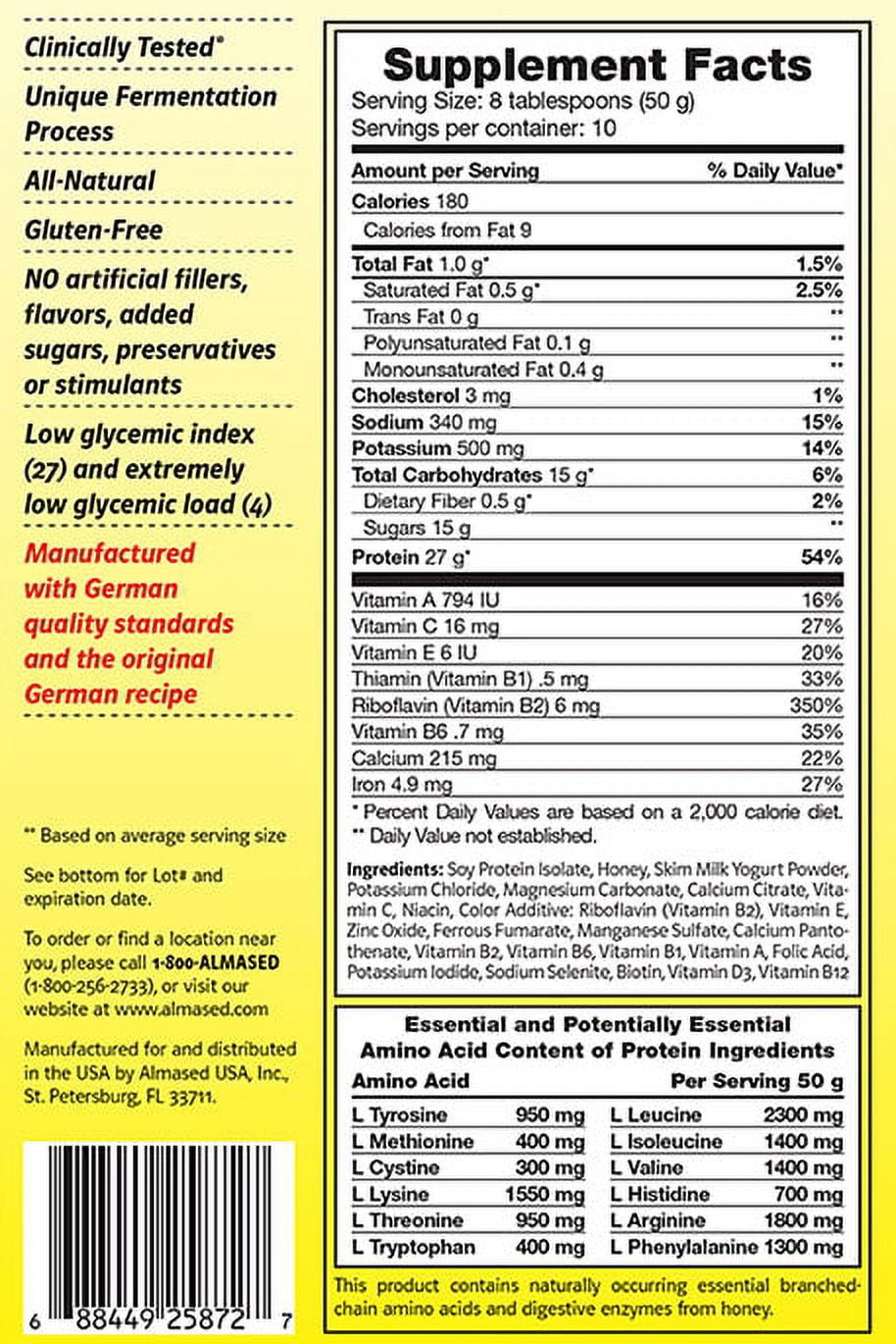 Almased Non-GMO Soy, Yogurt & Honey Protein Powder – Supports Weight Loss & Energy – 17.6 oz, 2-Pack + Blender Bottle