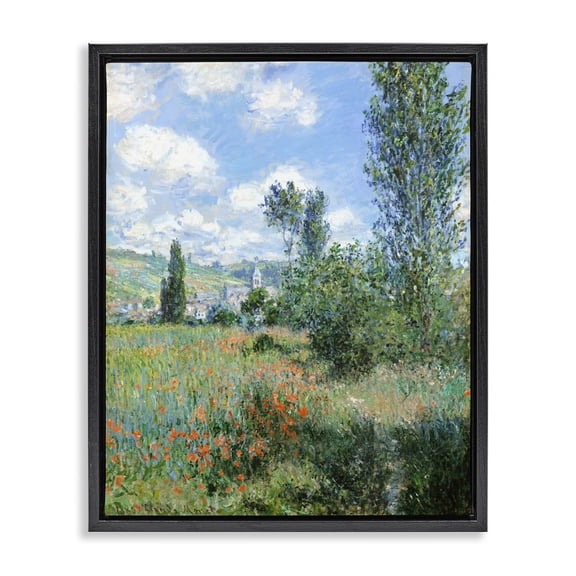 Stupell Industries French Country Classic Field Flowers Rural Impressionist Black Floating Frame Canvas Art, 17 x 21, by Lettered and Lined