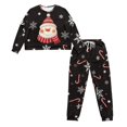 thumbnail image 4 of Yuyamidu Snowman Sleepwear for Women Loungewear Pajama Set of 2 Candy Canes Long Sleeve Night Pants and Shirt Size M Casual Nightwear Christmas Daily Wear Clothes, Black, 4 of 7