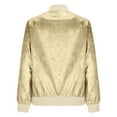 thumbnail image 4 of Fashion Women's Solid Color Splicing Thin Long Sleeve Front Zipper Ribbed Sequin Jacket Casual Outwear, 4 of 7