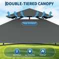 thumbnail image 4 of Outdoor BBQ Grill Gazebo with Double-Tier Ventilation - 8' x 5' Grilling Canopy with Shelves & LED Hook - Heavy-Duty Steel Frame Shelter for Backyards & Patios - Charcoal Gray / Khaki, 4 of 8