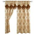 thumbnail image 2 of Luxury Jacquard Curtain Panel with Attached Waterfall Valance, 54 by 84-Inch ALEXA Dark Beige (2-Panels), 2 of 6