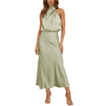 thumbnail image 1 of Elegante vestido de noche de satén con cuello halter y sin mangas para mujer (M), 1 of 6