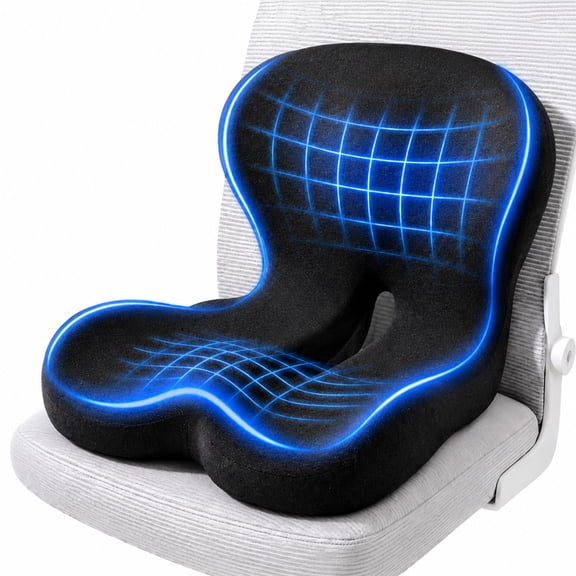 INSMART Ergonomic Seat Cushion with Lumbar Support - Gel Memory Foam Pillow for Office Chair, Car & Wheelchair, Dark Gray