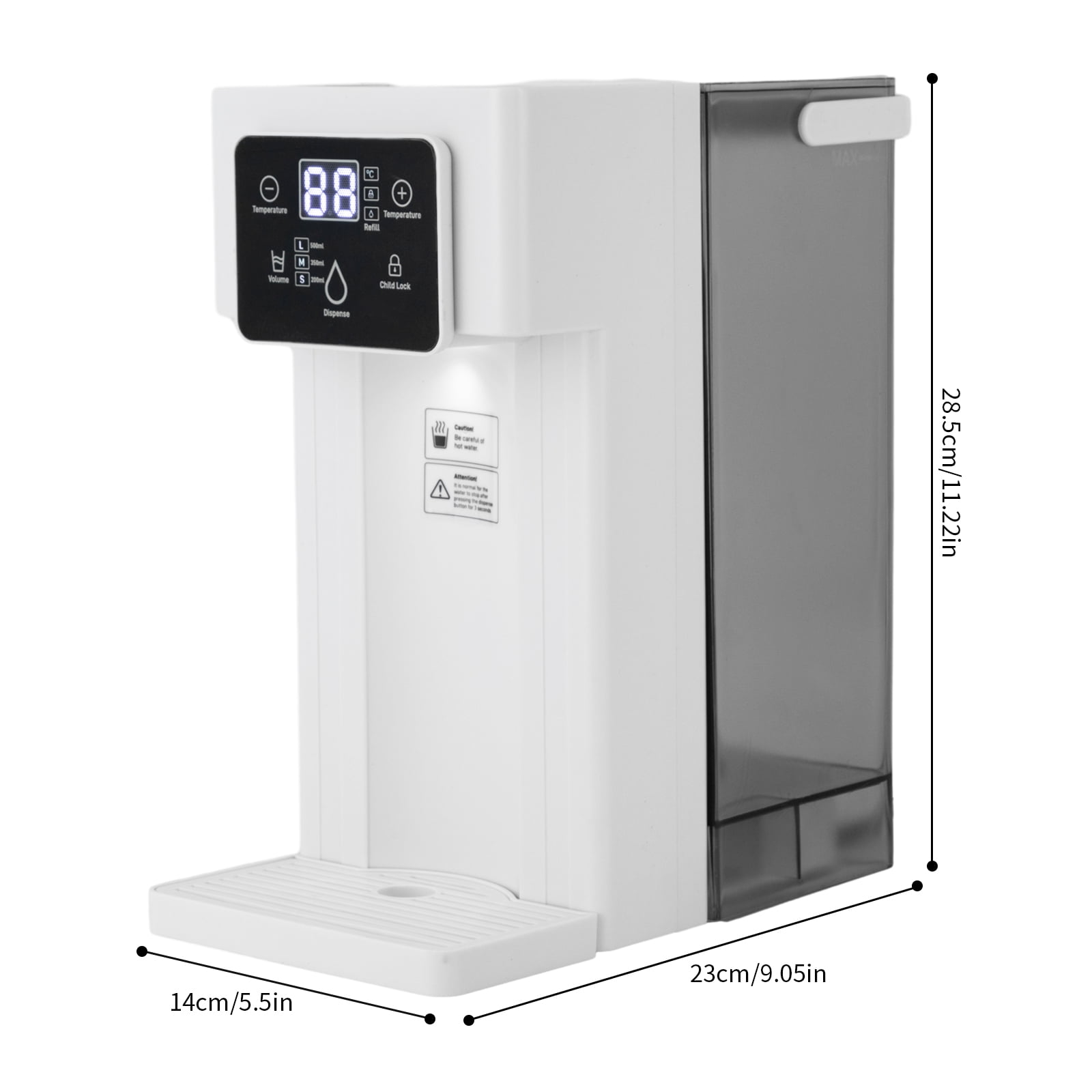 Instant Hot Water Dispenser, 1500W Rapid Heating, 0.79 Gallon Capacity, 3 Temperature Settings with Safety Lock, Compact 9.05x11.22in for Office