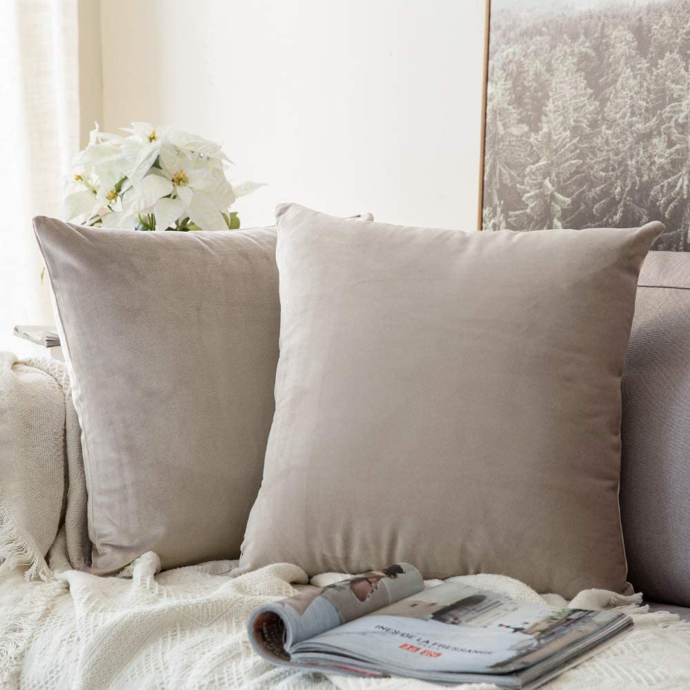Pack of 2, Velvet Soft Decorative Square Throw Pillow Covers Set Cushion Cases Pillowcases for Sofa Bedroom Car18 x 18 Inch 45 x 45 cm light grey - Walmart.com Pack of 2, Velvet Soft Decorative Square Throw Pillow Covers Set Cushion Cases Pillowcases for Sofa Bedroom Car18 x 18 Inch 45 x 45 cm light grey - Walmart.com
