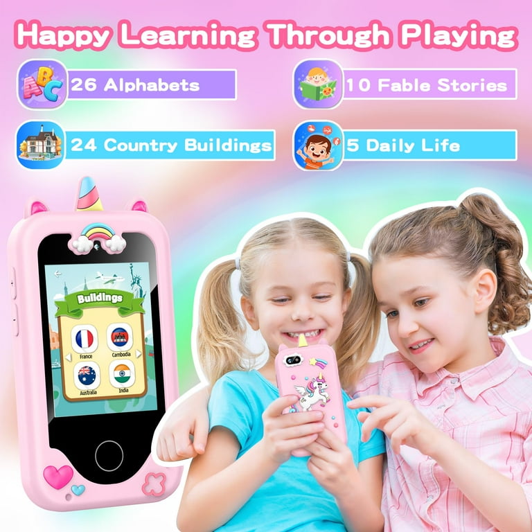 PayUSD Kids Smart Phone for Girls Toys, Christmas Birthday Gifts for 3-10 Year Old Girl Boy Kids Toys Cell Phone, Touchscreen Toddler Learning Cell Toy Phone with Dual Camera, Game, Music Playe