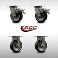 thumbnail image 2 of 5 Inch 316SS Rubber on Aluminum Caster Set w/Roller Bearings 2 Brake 2 Rigid SCC, 2 of 2