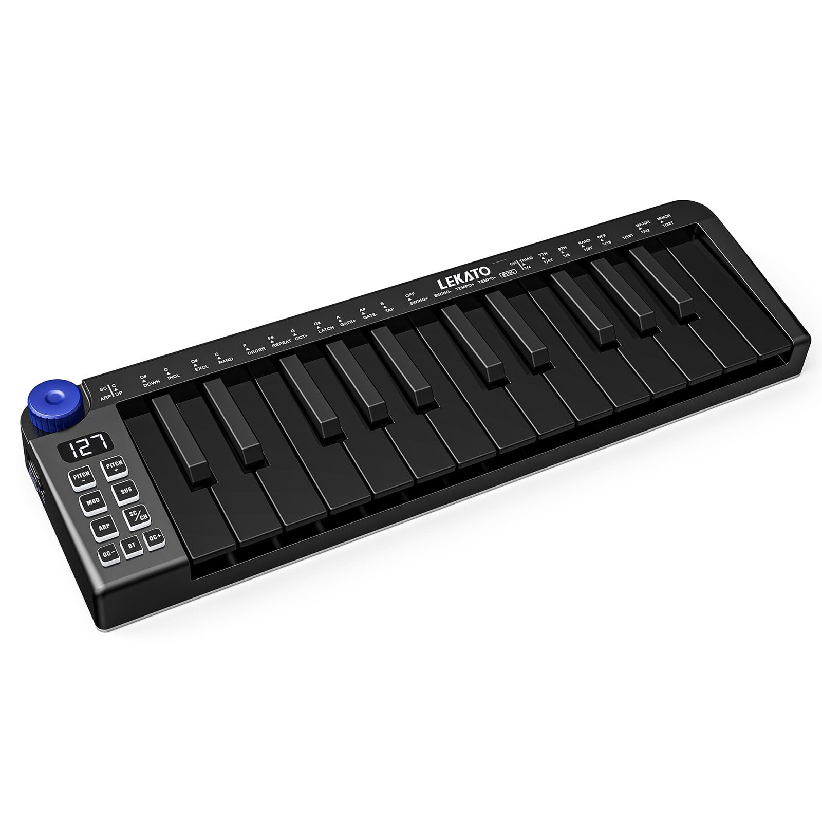 LEKATO Mini MIDI Keyboard 25 Key Bluetooth MIDI Controller 360 Knob Rechargeable