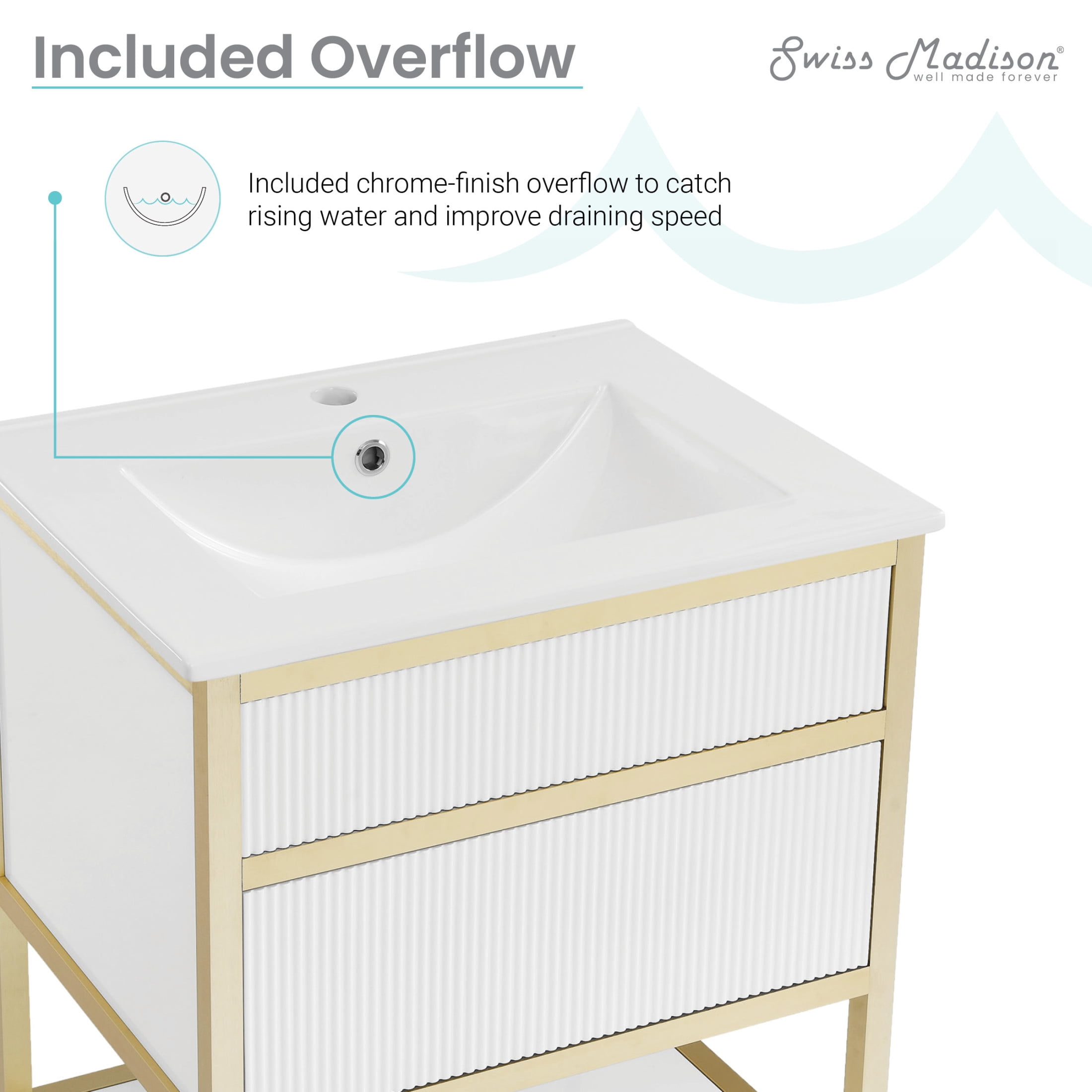 Cache 24" Freestanding Bathroom Vanity in White with Sink Top