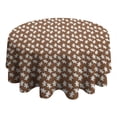 thumbnail image 4 of Brown Christmas Gingerbread Pattern Round Tablecloth 60"x60",Wrinkle Wipeable Table Cloth for Kitchen Dining Room Picnic Patio Party, 4 of 6