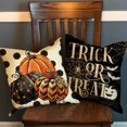 thumbnail image 4 of Halloween Trick or Treat Decorative Throw Pillow Covers 16x16 Set of 4, Spooky Pumpkin Truck Spider Web Bat Porch Patio Outdoor Pillowcase, Polka Dot Stripes Holiday Cushion Case Home Decor, 4 of 6