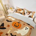 thumbnail image 3 of Homewish Halloween Ghost Pumpkin Twin Duvet Cover for Kids, Brown Maple Leaf Witch Hat Bat Twin Bedding, Gray Reversible, 2-Piece, 1 Duvet Cover and 1 Pillowcase, 3 of 6