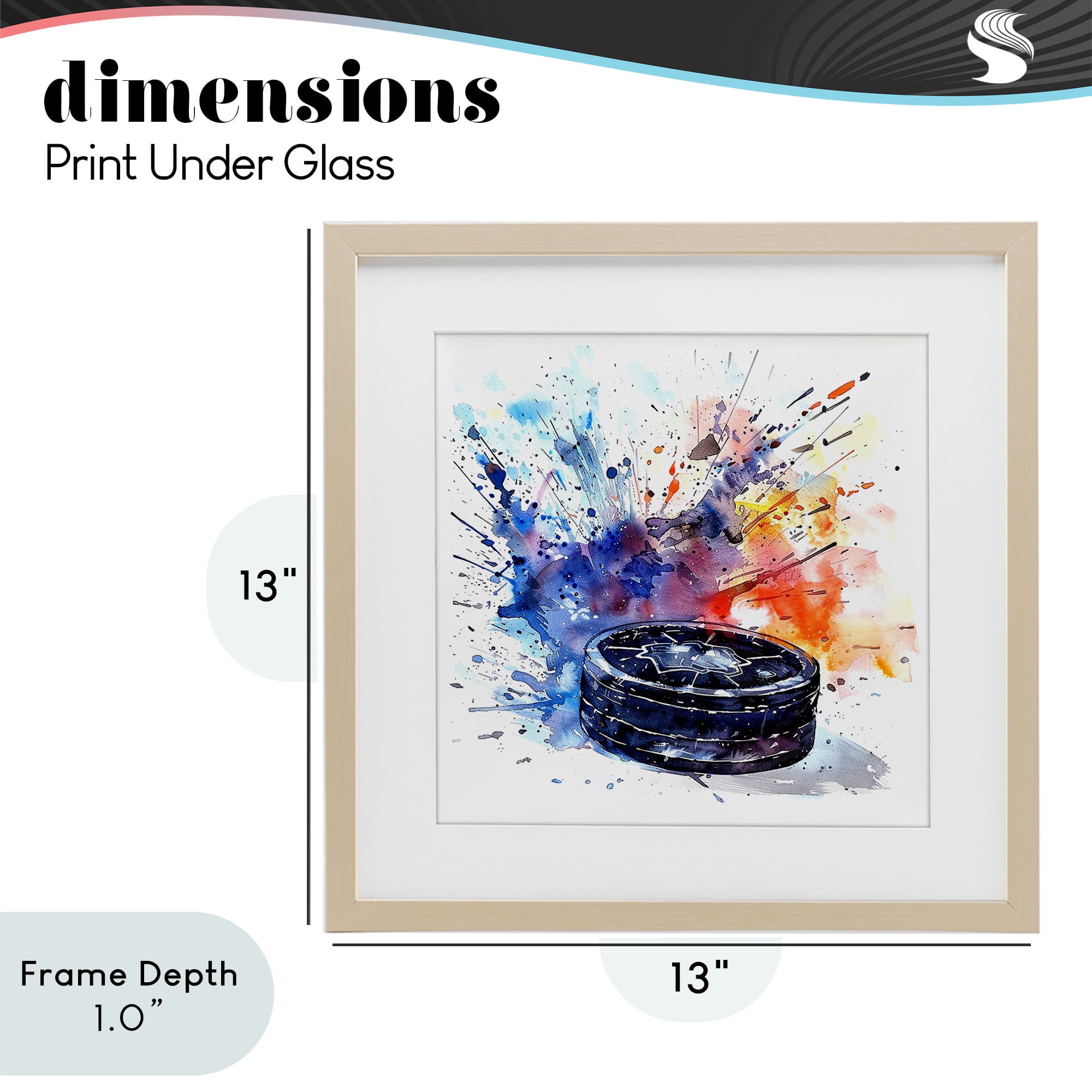 Stupell Industries Hockey Splash Watercolor Burst Birch Framed Print Under Glass, design by LSR Design Studio
