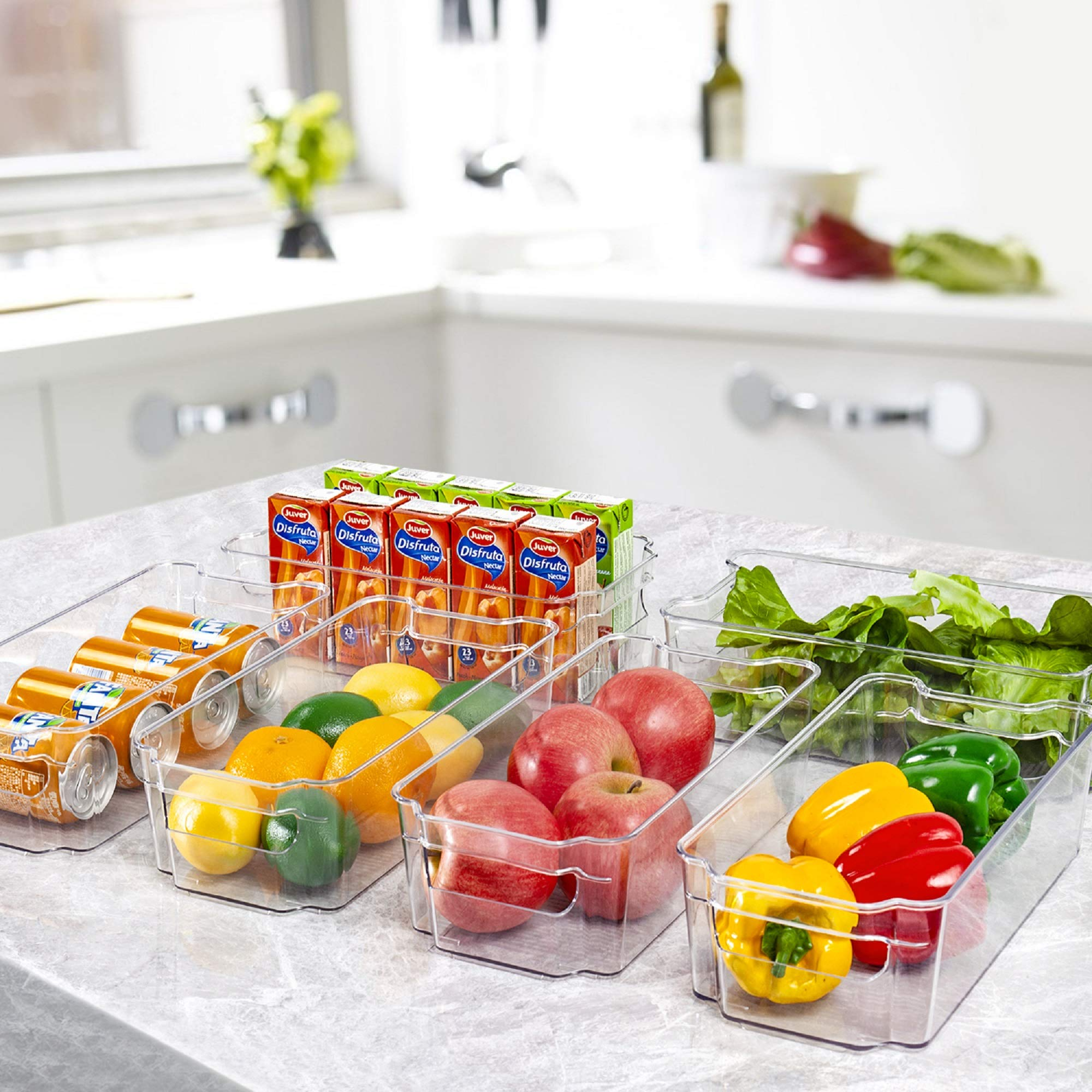 HOOJO Refrigerator Organizer Bins - 6pcs Clear Plastic Bins For Fridge,  Freezer, Kitchen Cabinet, Pantry Organization and Storage, BPA Free Fridge  Organizer, 12.5 Long-Medium