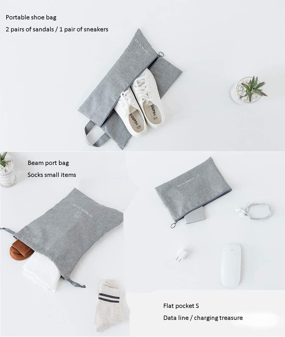 Travel Storage Bag / 7 pcs Set Luggage Organizer Packing Cubes,Compression Pouch （Gray）