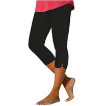 Womens Linen Capris Wide-Leg Pant Leg Cut Regular Size Polyester Ladies Casual Summer Pants Capris Pants Style C-109 Black XXL
