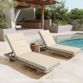 thumbnail image 3 of Snubbull Outdoor Chaise Lounge Cushions, with High-Density Foam, Ties Waterproof & Fade Resistant for Lawn and Pool Lounge Chairs, 72x21x4 inch, Cream, 3 of 6
