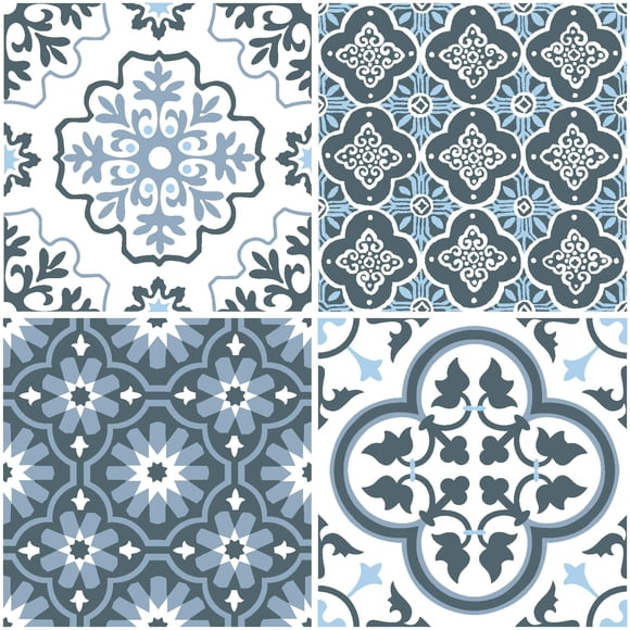 FloorPops FP2951 Myriad Peel & Stick Azulejos para piso Azul