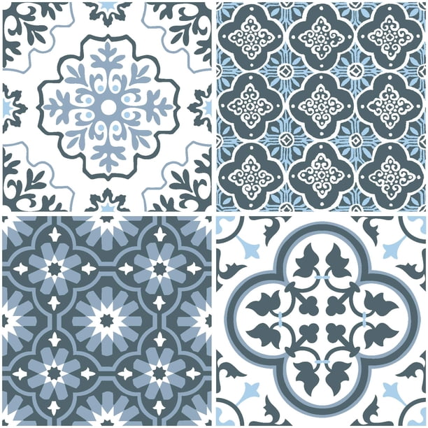 FloorPops FP2951 Myriad Peel & Stick Azulejos para piso Azul