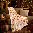 thumbnail image 3 of Whimsical Halloween Autumn Pattern Cheerful Cartoon Ghost Pumpkin, Festive Halloween Scene, Warm Flannel Blanket for Living Room and Family Room, Art Lovers Halloween Gift, Festive Home Decor, 3 of 9