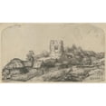 thumbnail image 2 of Rembrandt van Rijn 14x10 Gold Ornate Wood Frame and Double Matted Museum Art Print Titled - Landscape with a Square Tower (1650), 2 of 4