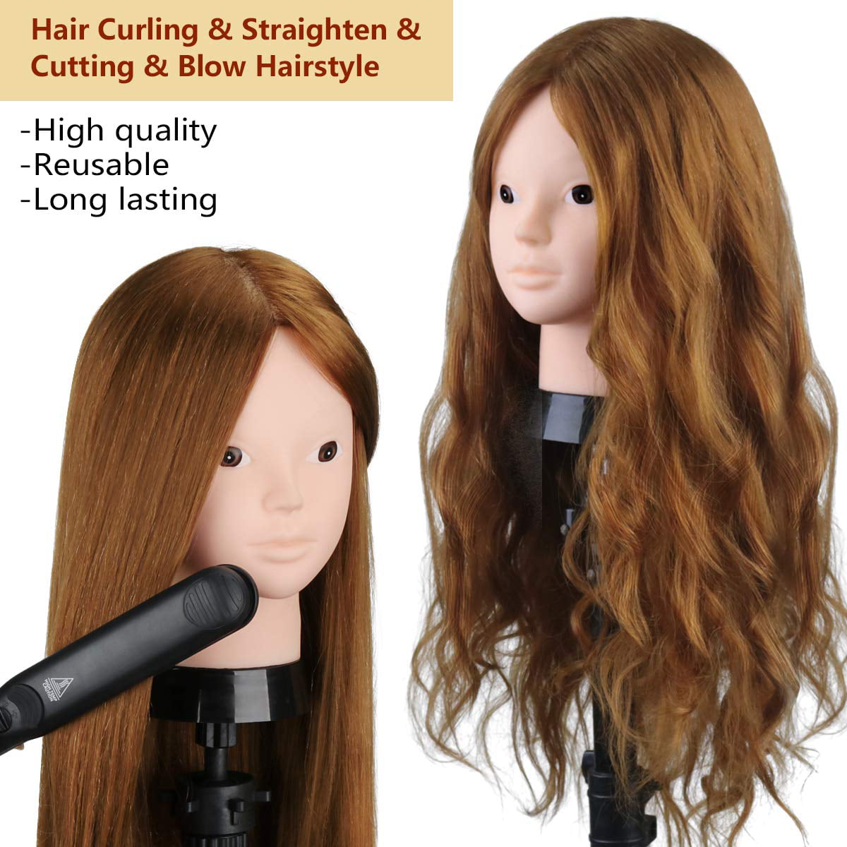80% Human Hair Mannequin Heads For Hairdresser Practice Hair Styling  Training Doll Head Can Practice