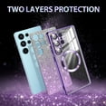 thumbnail image 2 of CASEFIV for Samsung Galaxy S25 Ultra Case,Compatible with MagSafe,Clear Magnetic Glitter Sparkle Luxury Plated Soft TPU Bumper Full Camera Lens Protector for Galaxy S25 Ultra,Purple, 2 of 7