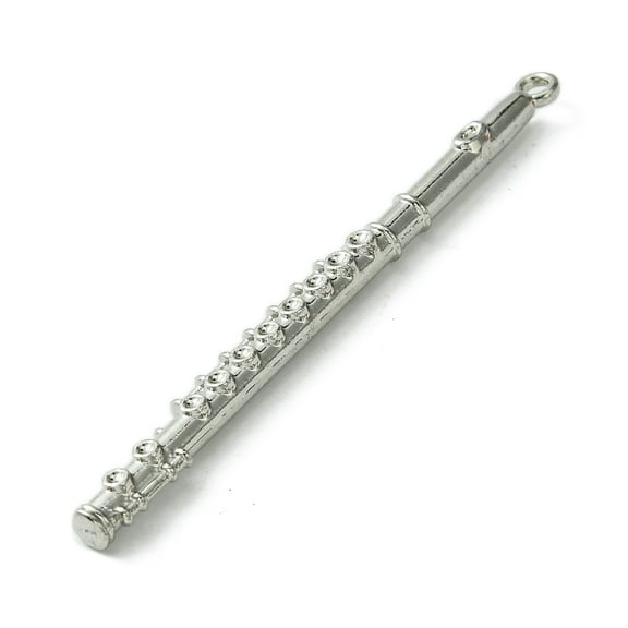 20 pc Alloy Pendants flute Platinum 60x5x3.5mm Hole: 1.8mm