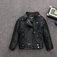 thumbnail image 2 of Girls Jacket Black Kids Girl Spring Pu Leather Motorcycle Coat For Leather,9-10 Years, 2 of 6