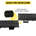 thumbnail image 3 of VEVOR Trench Drain System, Channel Drain with Plastic Grate, 5.8x3.1" HDPE Drainage Trench, Black Plastic Garage Floor Drain, 5x39" Trench Drain Grate, With 5 End Caps, For Garden, Driveway-5 Pack, 3 of 9