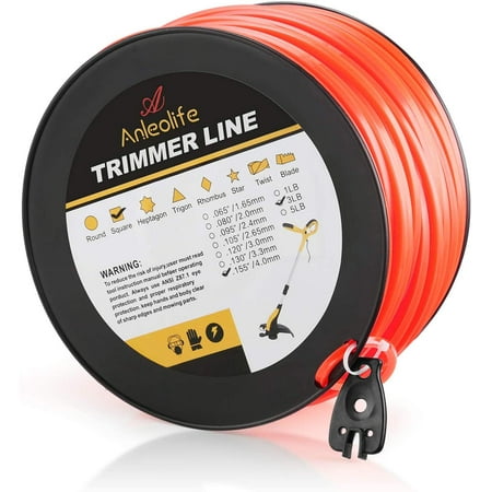 Trimmer Line in Spool 3-Pound Commercial Square .155-Inch-by-280-ft String  with Bonus Line Cutter  Orange