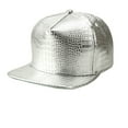 thumbnail image 5 of Unisex Crocodile Baseball Caps PU Leather Adjustable Hip Hop Flat Brim Hats Snapback (Silver), 5 of 5